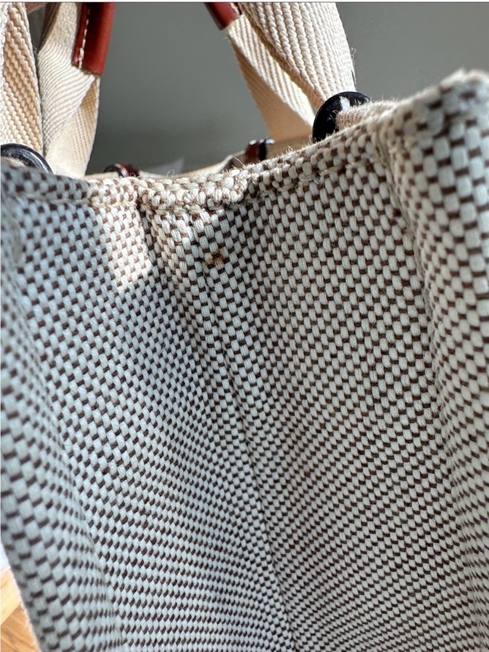 Chloé Small Woody Tote Beige Canvas Brown Leather w/ COA, Authentic - Picture 6 of 12